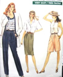 7163 EZ TAPER PANTS, SHORTS, SKIRT 1988 PATTERN 8-12,14-18